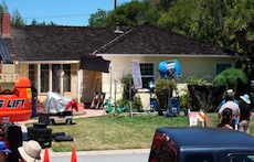 Ashton Kutcher filming at Steve Jobs original parents house