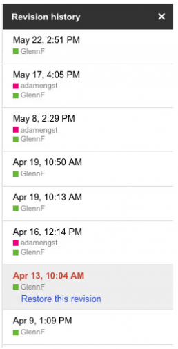 Google Drive history