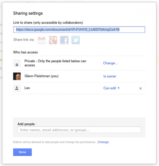 Google Drive sharing