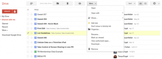 Google Drive web app