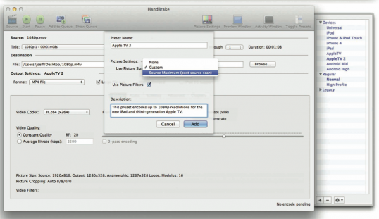custom playlist, handbrake